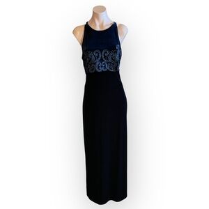 Be Smart Vintage 90’s Women’s 7/8 Maurices Navy Velvet Maxi Party Dress